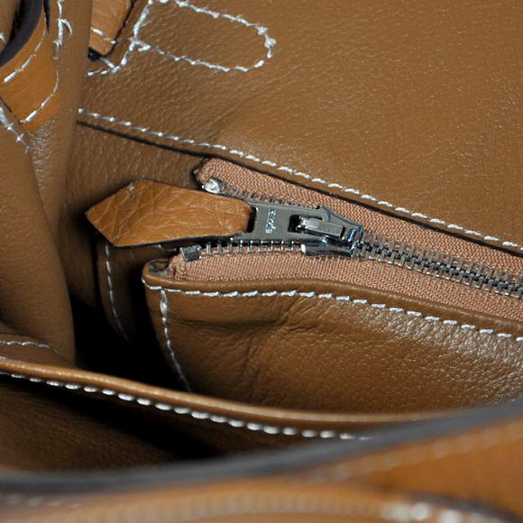 Super A Replica Hermes Birkin 25CM Tote Bags Togo Leather Camel Silver 60799 - Click Image to Close